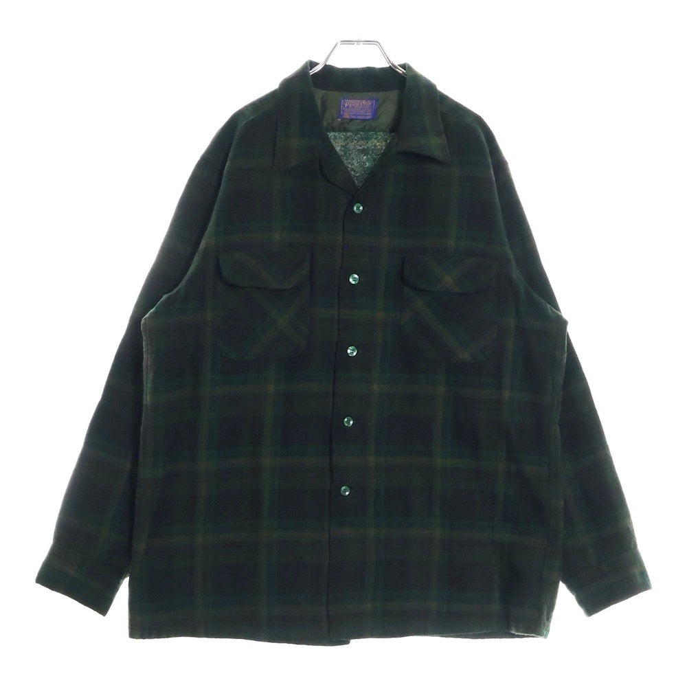 PENDLETON(ペンドルトン) 60S VINTAGE タータンチェック オープンカラー ウールシャツ グリーン