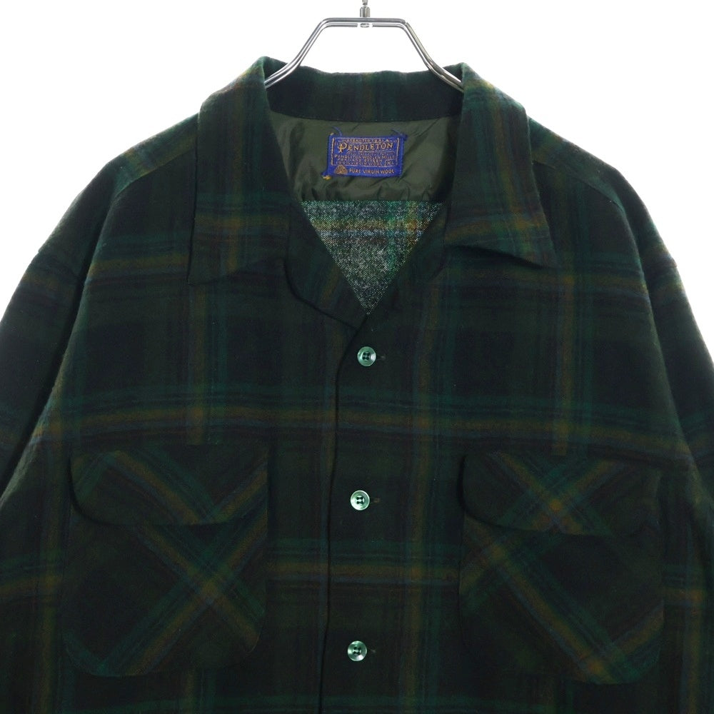 PENDLETON(ペンドルトン) 60S VINTAGE タータンチェック オープンカラー ウールシャツ グリーン