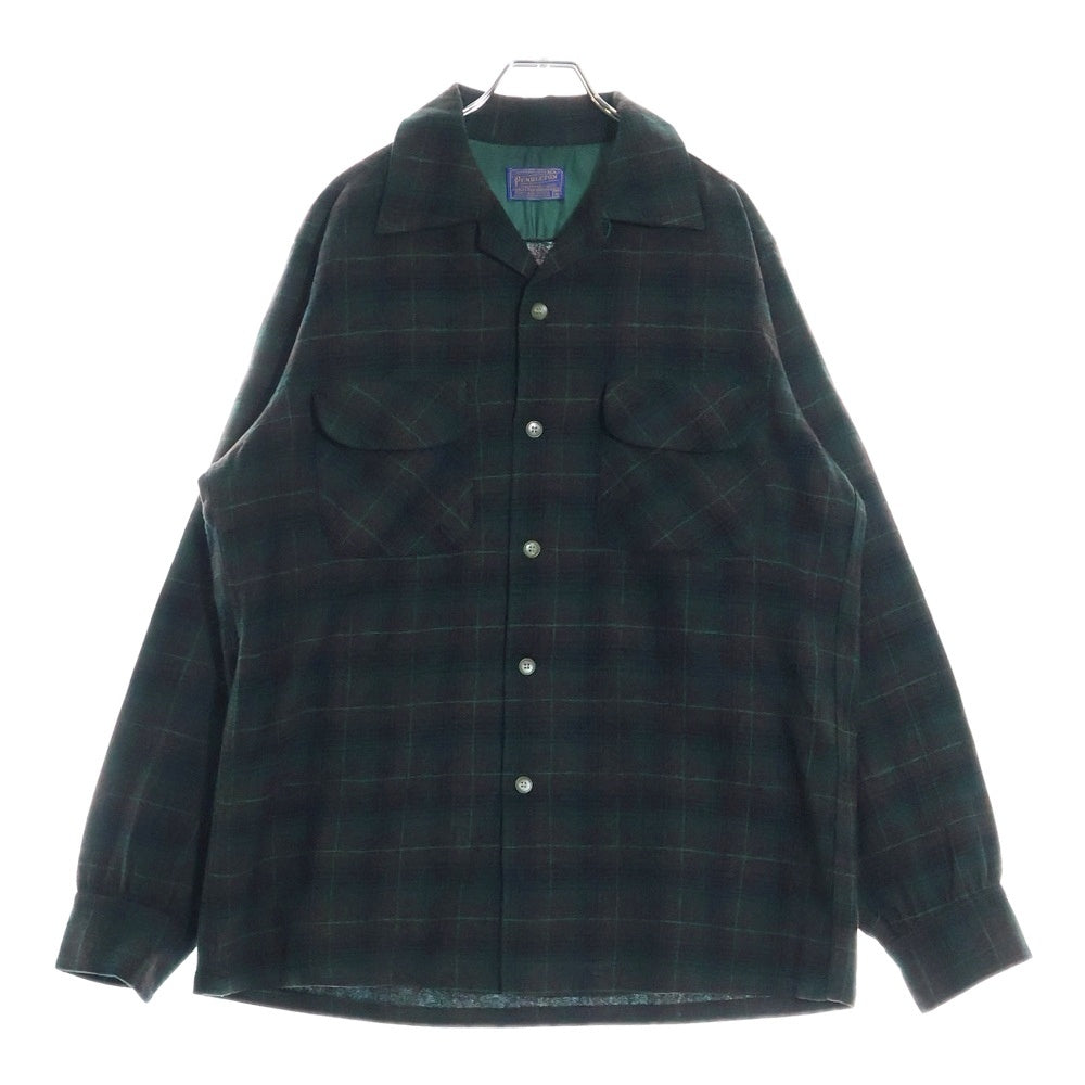 PENDLETON(ペンドルトン) 50S VINTAGE タータンチェック オープンカラー ウールシャツ グリーン