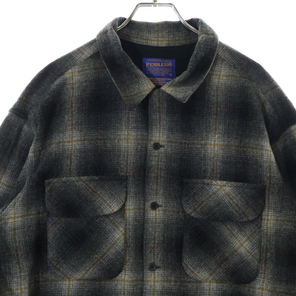 PENDLETON(ペンドルトン) 90S VINTAGE タータンチェック オープンカラー ウールシャツ グレー