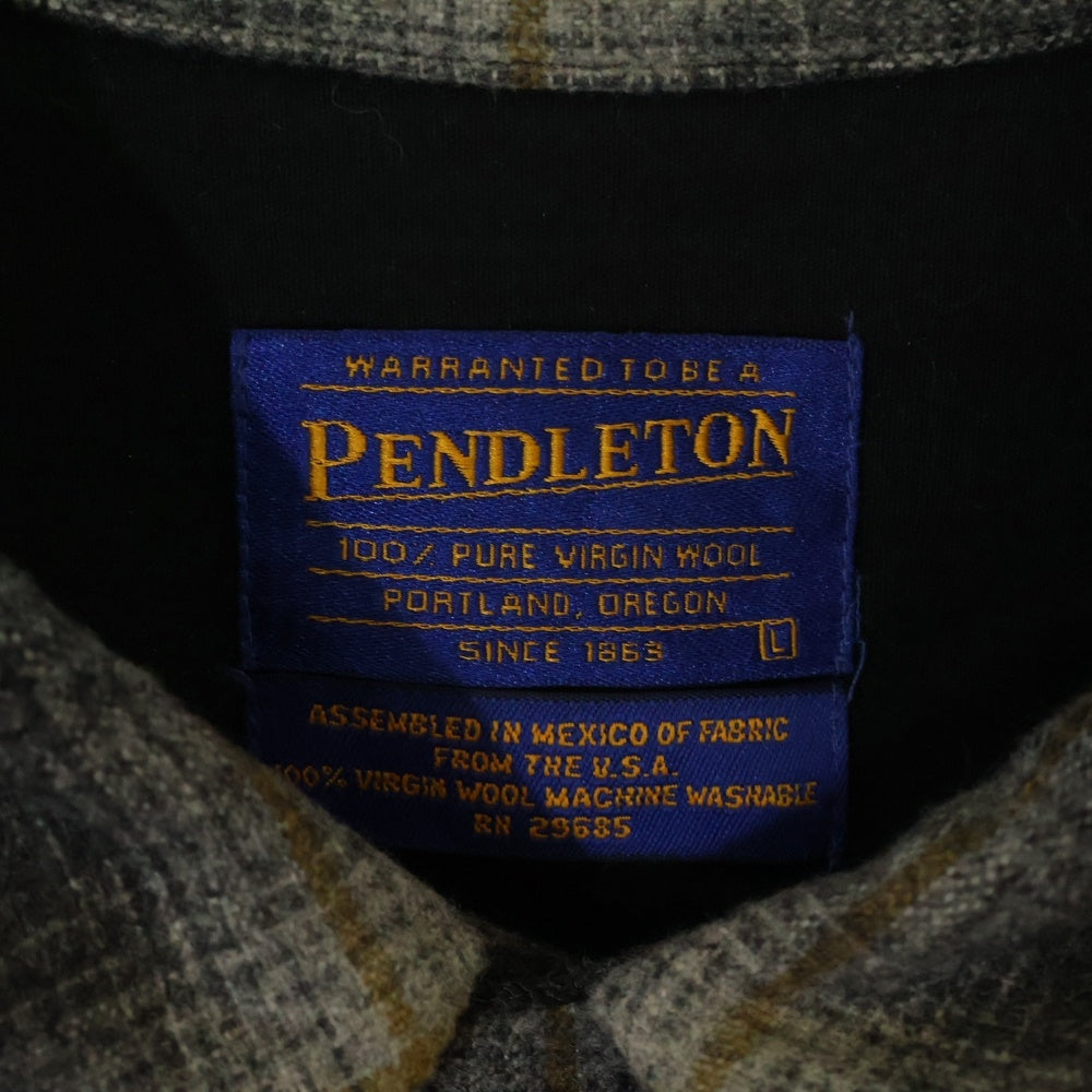 PENDLETON(ペンドルトン) 90S VINTAGE タータンチェック オープンカラー ウールシャツ グレー