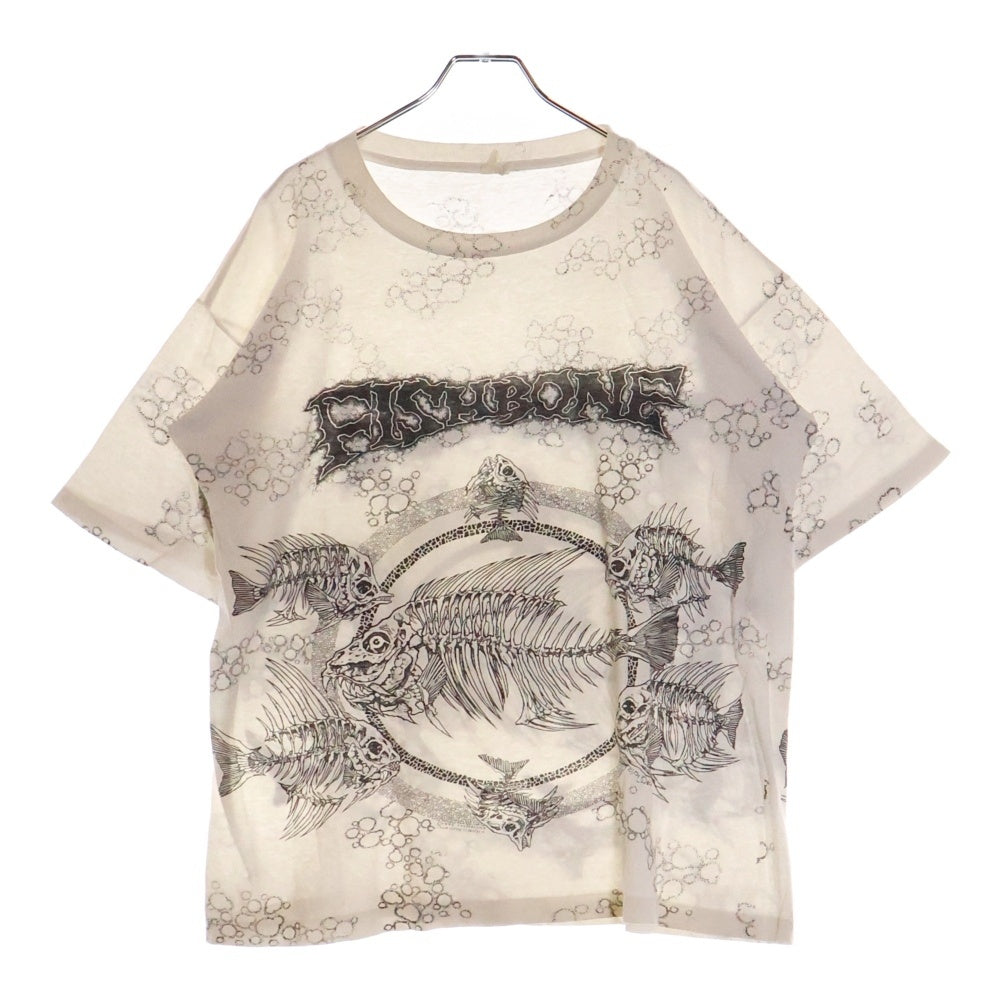 VINTAGE(ヴィンテージ) 90s FISHBONE Pushead 全面プリント 半袖Tシャツ カットソー コピーライト1991 ホワイト