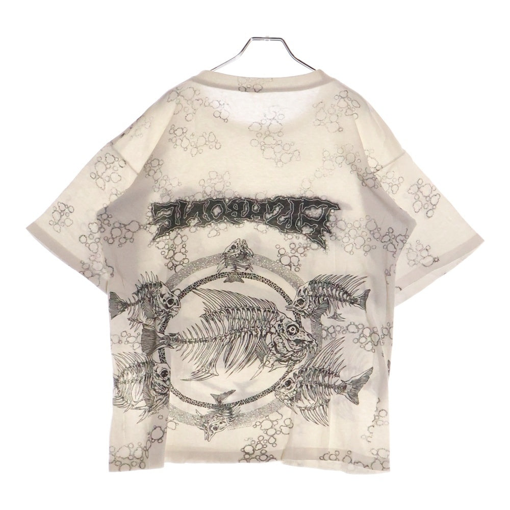 VINTAGE(ヴィンテージ) 90s FISHBONE Pushead 全面プリント 半袖Tシャツ カットソー コピーライト1991 ホワイト