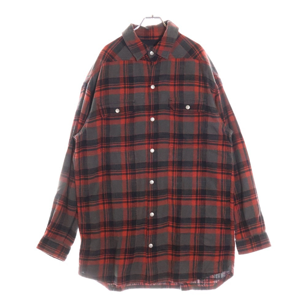 DRKSHDW(ダークシャドウ) Jumbo Outershirt ジャンボアウターシャツ チェック シャツジャケット レッド DL01C2792-CPKJP