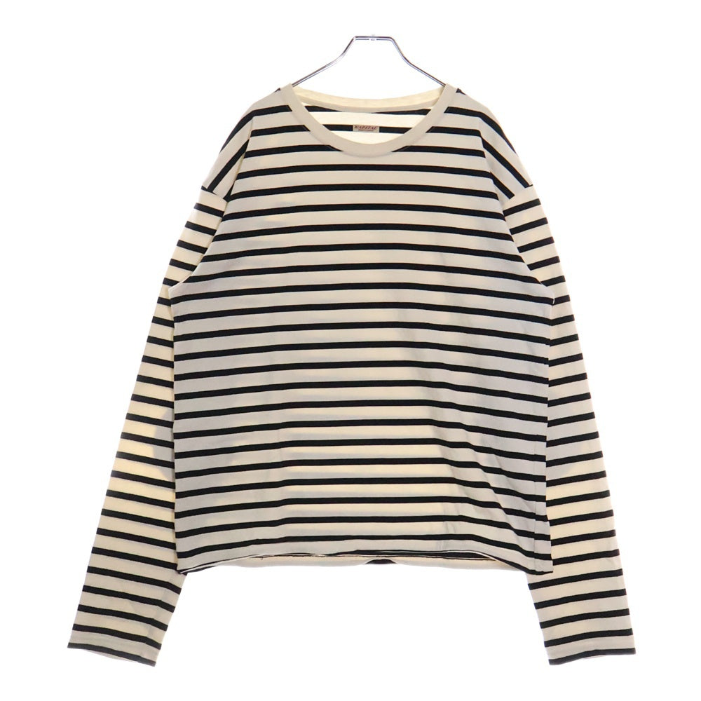 KAPITAL(キャピタル) Smiley Patch T- Shirt エルボースマイルパッチ ボーダー ロングスリーブ 長袖tシャツ ホワイト EK-904