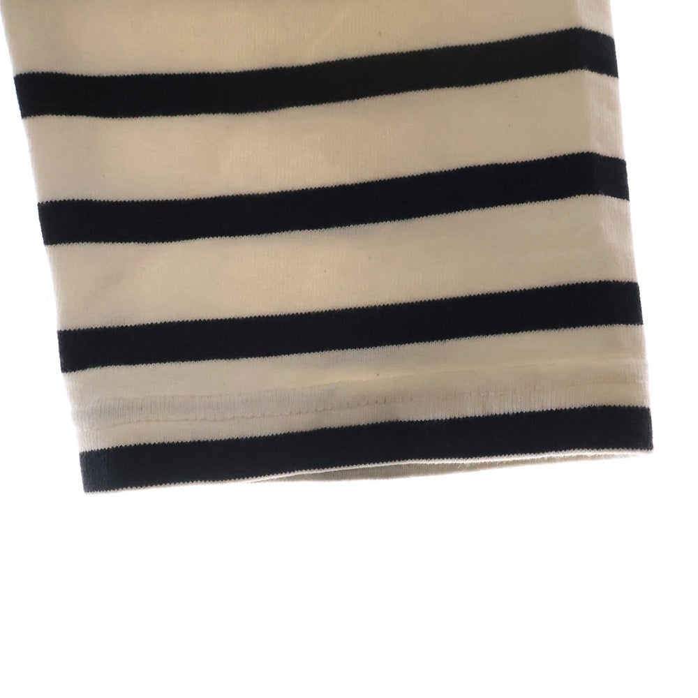 KAPITAL(キャピタル) Smiley Patch T- Shirt エルボースマイルパッチ ボーダー ロングスリーブ 長袖tシャツ ホワイト EK-904