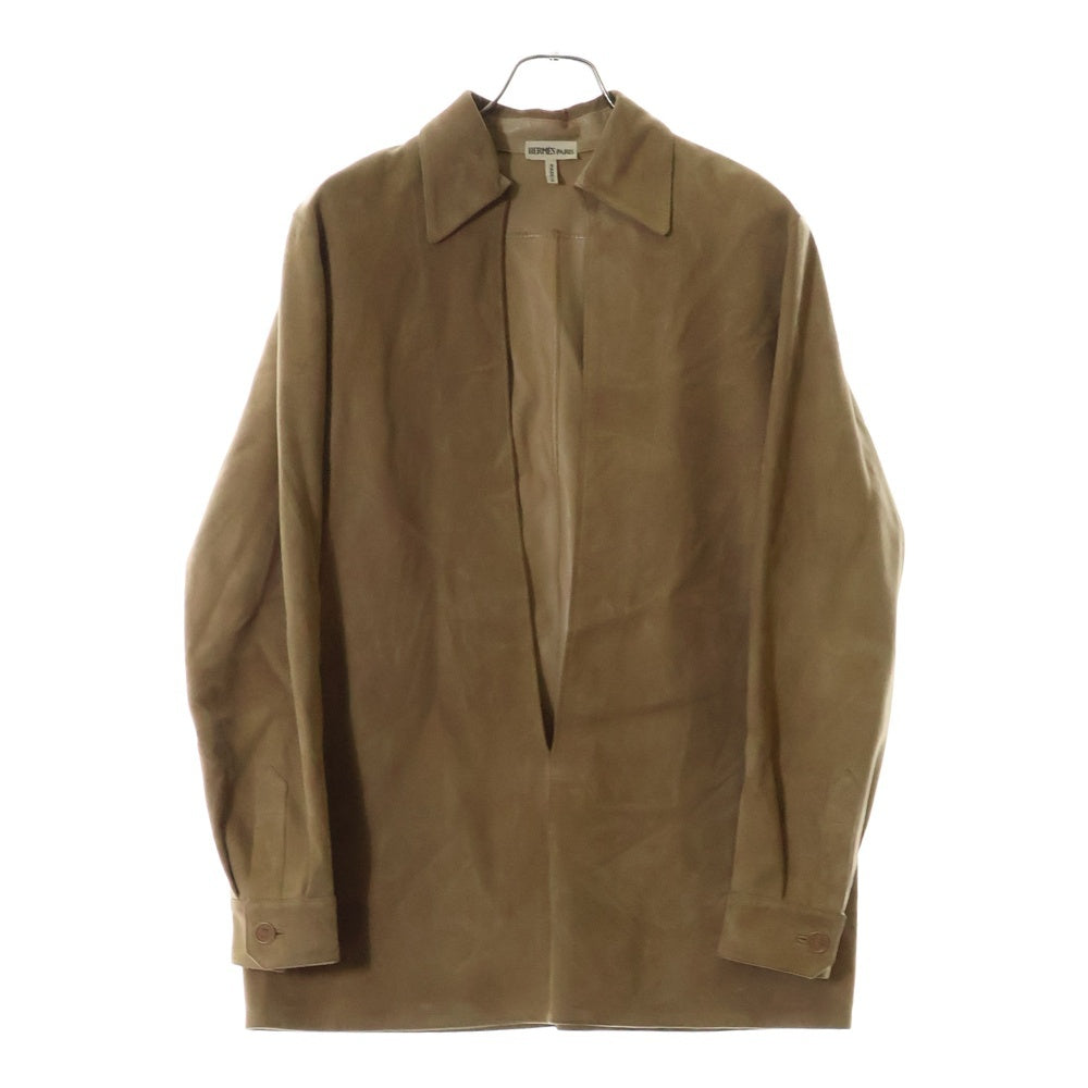 HERMES(エルメス) 99SS Archive Vareuse Lamb Suede マルジェラ期 ラムレザー ヴァルーズ プルオーバー シャツジャケット ベージュ