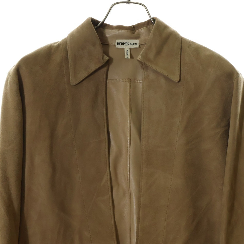 HERMES(エルメス) 99SS Archive Vareuse Lamb Suede マルジェラ期 ラムレザー ヴァルーズ プルオーバー シャツジャケット ベージュ