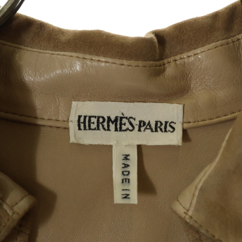 HERMES(エルメス) 99SS Archive Vareuse Lamb Suede マルジェラ期 ラムレザー ヴァルーズ プルオーバー シャツジャケット ベージュ