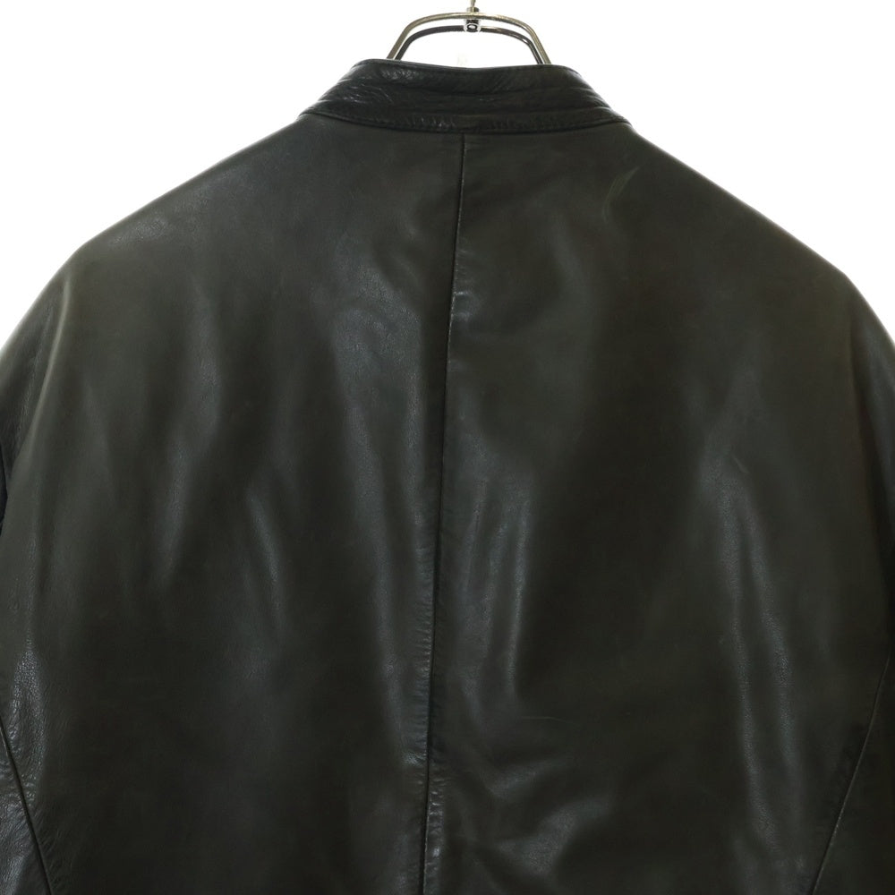Maison Martin Margiela(メゾンマルタンマルジェラ) 01AW Archive 本人期 ダメージ加工 ビニールタグ 八の字 レザーライダースジャケット ダークグリーン