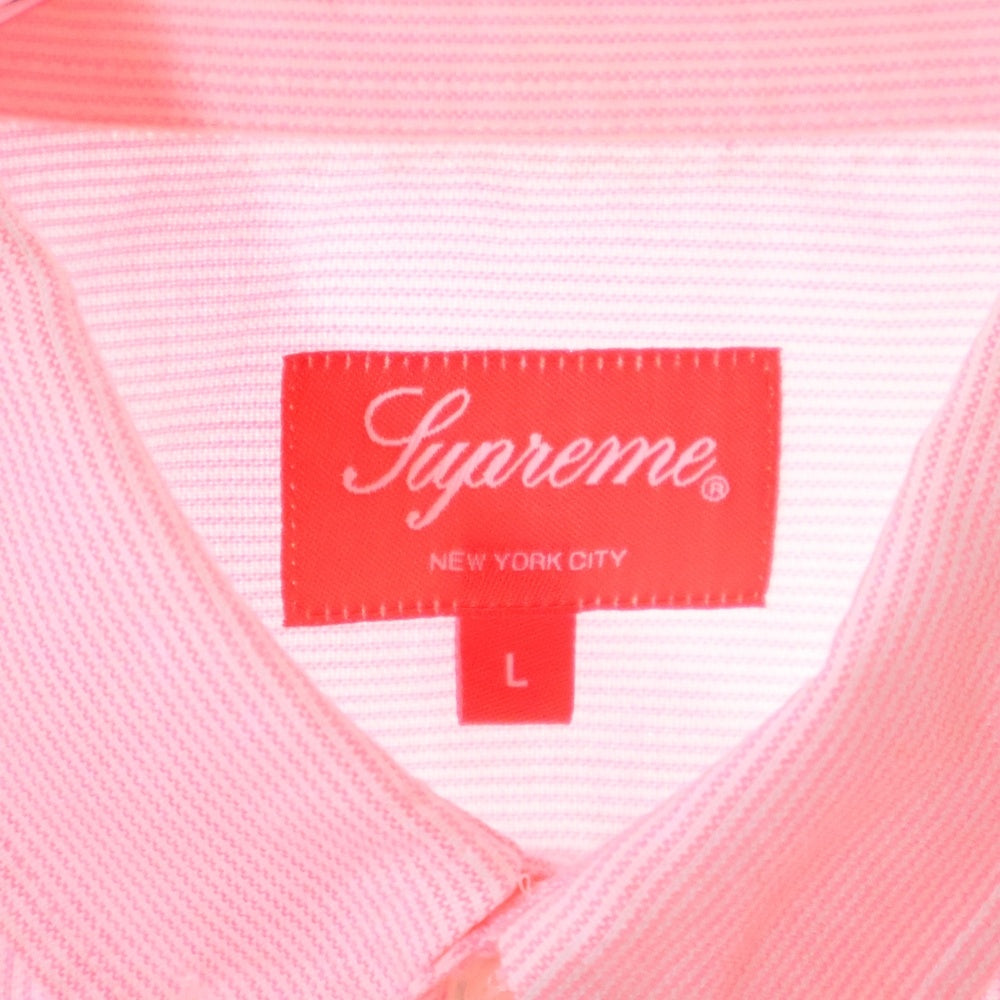 SUPREME(シュプリーム) ストライプ ボタンダウン ロングスリーブ シャツ ピンク