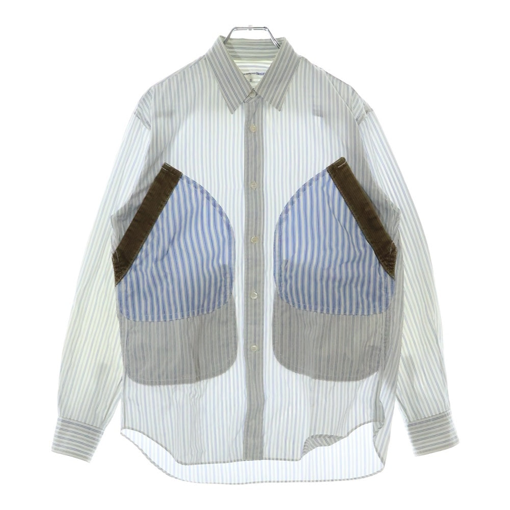 COMME des GARCONS SHIRT(コムデギャルソンシャツ) ポケット付き ストライプ 長袖シャツ ホワイト