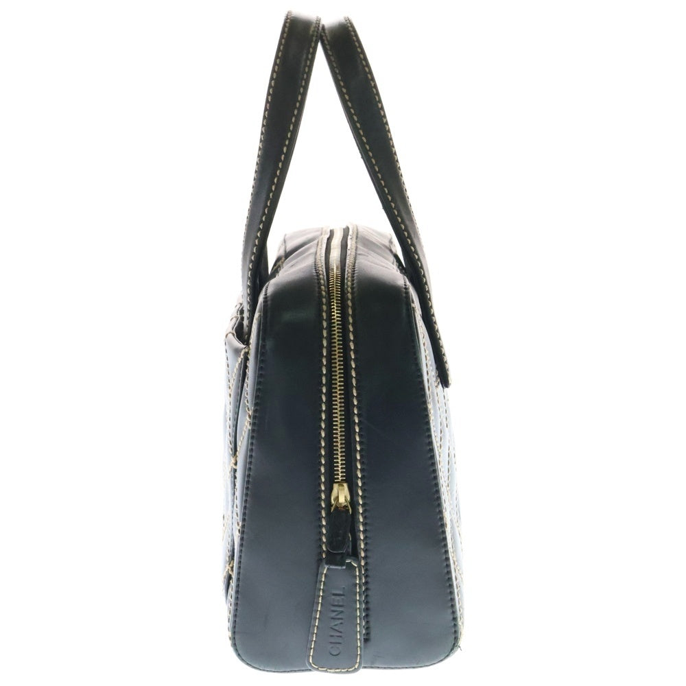 CHANEL(シャネル) VINTAGE ワイルドステッチボストン ミニ バッグ ハンドバッグ ヴィンテージ ブラック 8番台