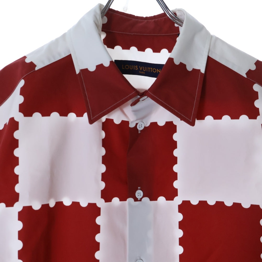 LOUIS VUITTON(ルイヴィトン) 22SS RM221M JM7 HMS05W ジャイアントダミエ半袖シャツ レッド/ホワイト