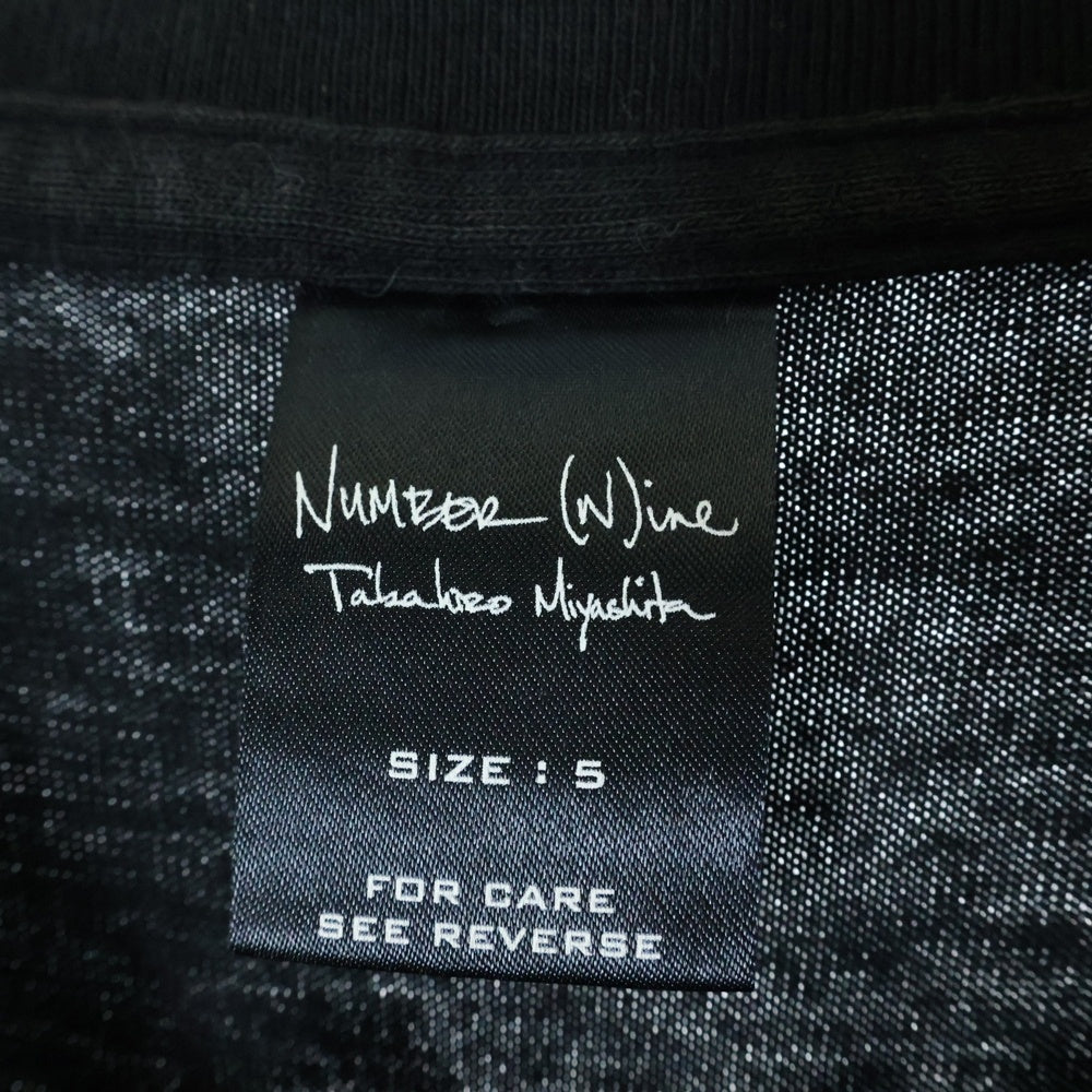 NUMBER (N)INE(ナンバーナイン) 本人期 フロントプリント 半袖Tシャツ ロング丈 ブラック