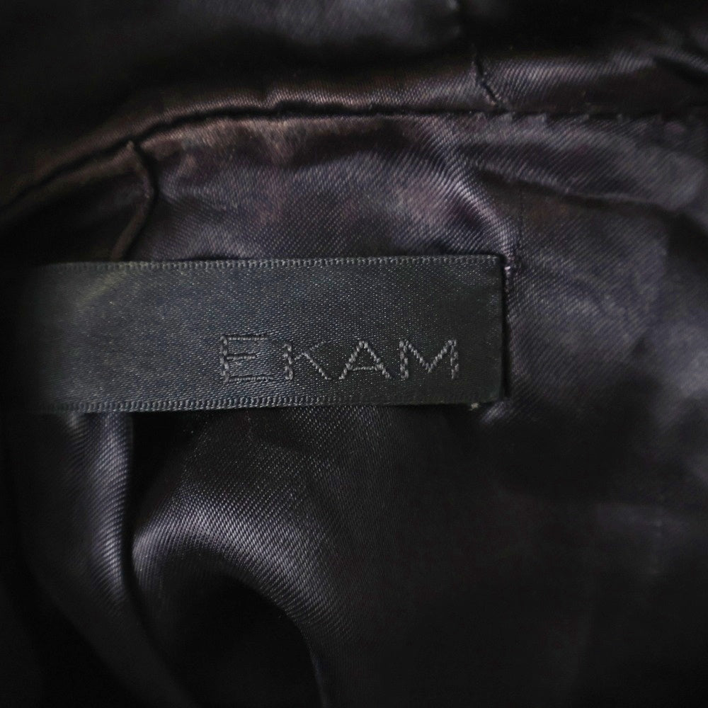 EKAM(エカム) 変型レザー切り替えジャケット フード ブラック