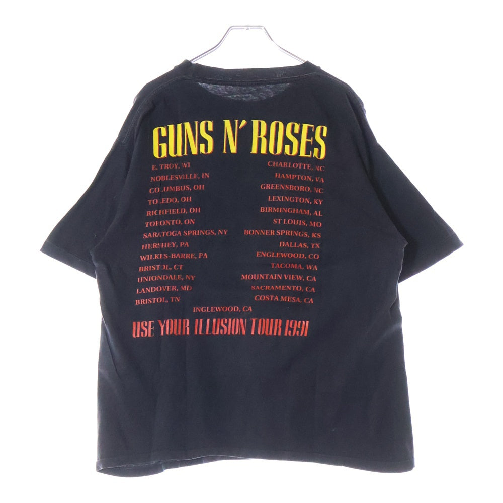 VINTAGE(ヴィンテージ) 90S Guns N' Roses 1991 Tour ガンズアンドローゼズ 両面プリント 半袖Tシャツ ブラック