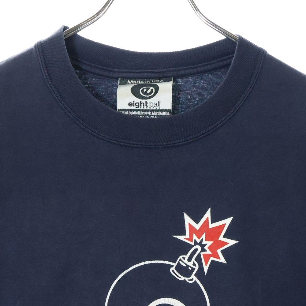 VINTAGE(ヴィンテージ) 90S eight ball RECORDS エイトボールレコード 両面プリント 半袖Tシャツ ネイビー