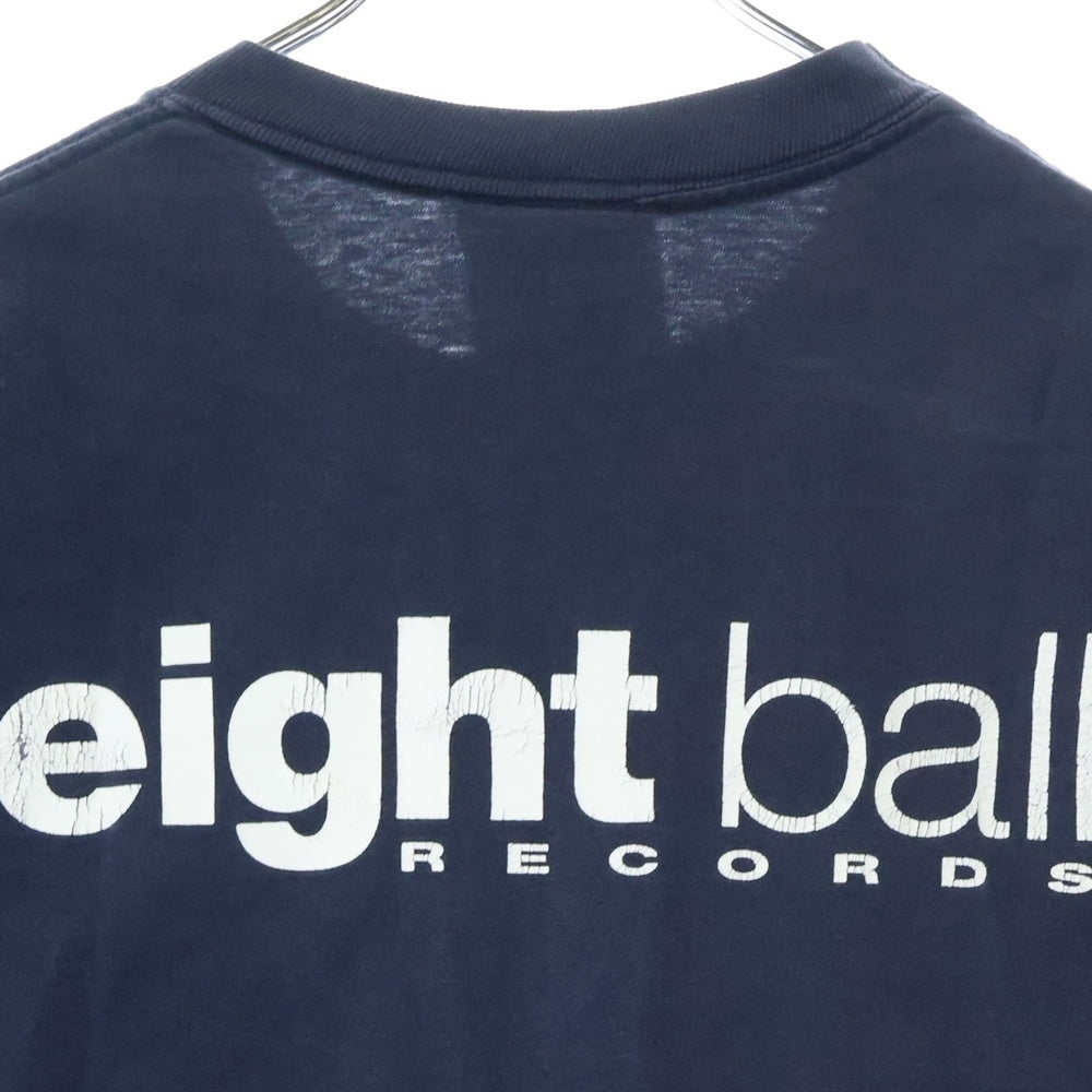 VINTAGE(ヴィンテージ) 90S eight ball RECORDS エイトボールレコード 両面プリント 半袖Tシャツ ネイビー