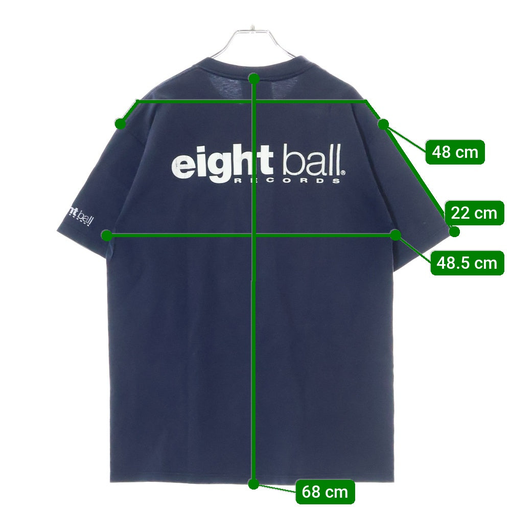 VINTAGE(ヴィンテージ) 90S eight ball RECORDS エイトボールレコード 両面プリント 半袖Tシャツ ネイビー