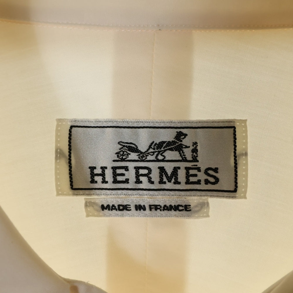 HERMES(エルメス) ボウタイデザイン コットンポプリン オーバーサイズ 長袖シャツ ピンク