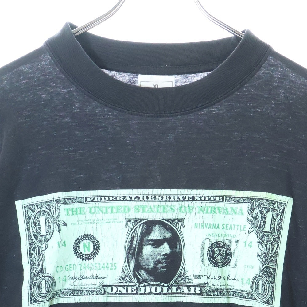 VINTAGE(ヴィンテージ) 90S NIRVANA KURT COBAIN ONE DOLLAR BOOTLEG カートコバーン ニルヴァーナ ブートレグ ドルデザイン ロングスリーブ 長袖Tシャツ ブラック