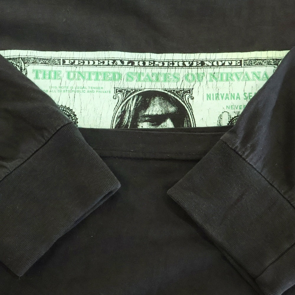 VINTAGE(ヴィンテージ) 90S NIRVANA KURT COBAIN ONE DOLLAR BOOTLEG カートコバーン ニルヴァーナ ブートレグ ドルデザイン ロングスリーブ 長袖Tシャツ ブラック
