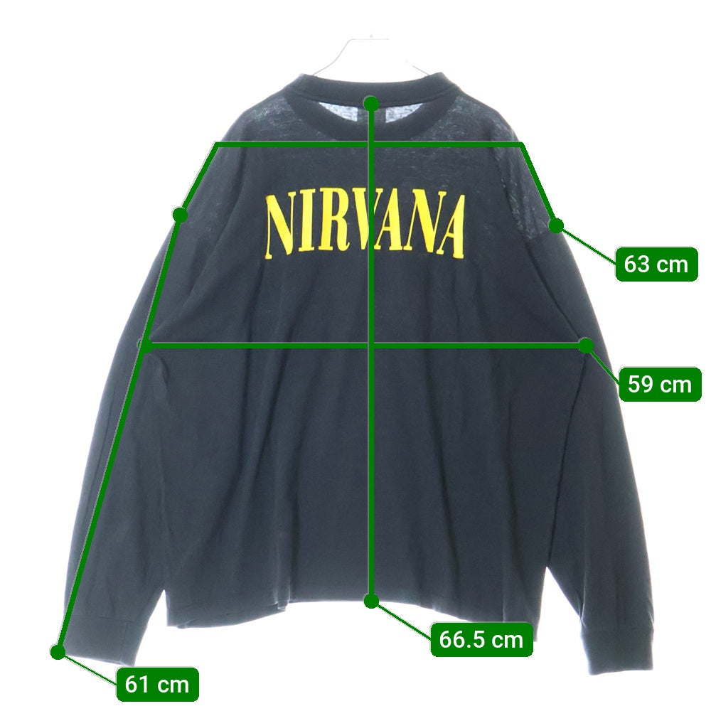 VINTAGE(ヴィンテージ) 90S NIRVANA KURT COBAIN ONE DOLLAR BOOTLEG カートコバーン ニルヴァーナ ブートレグ ドルデザイン ロングスリーブ 長袖Tシャツ ブラック