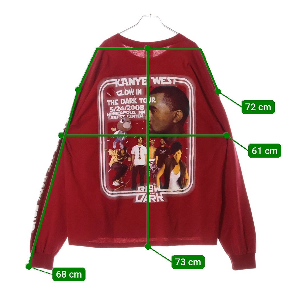 VINTAGE(ヴィンテージ) 00s KANYE WEST GLOW IN THE DARK TOUR L/S TEE カニエ ウェスト 両面プリント長袖Tシャツ 長袖カットソー レッド