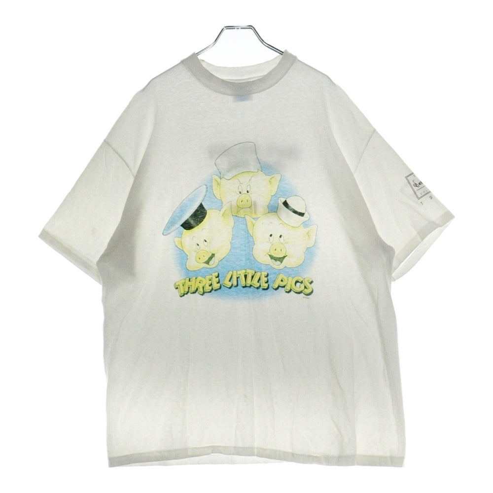 VINTAGE(ヴィンテージ) 90s Three little Pigs TEE 3匹の子豚 フロントプリント半袖Tシャツ カットソー ホワイト