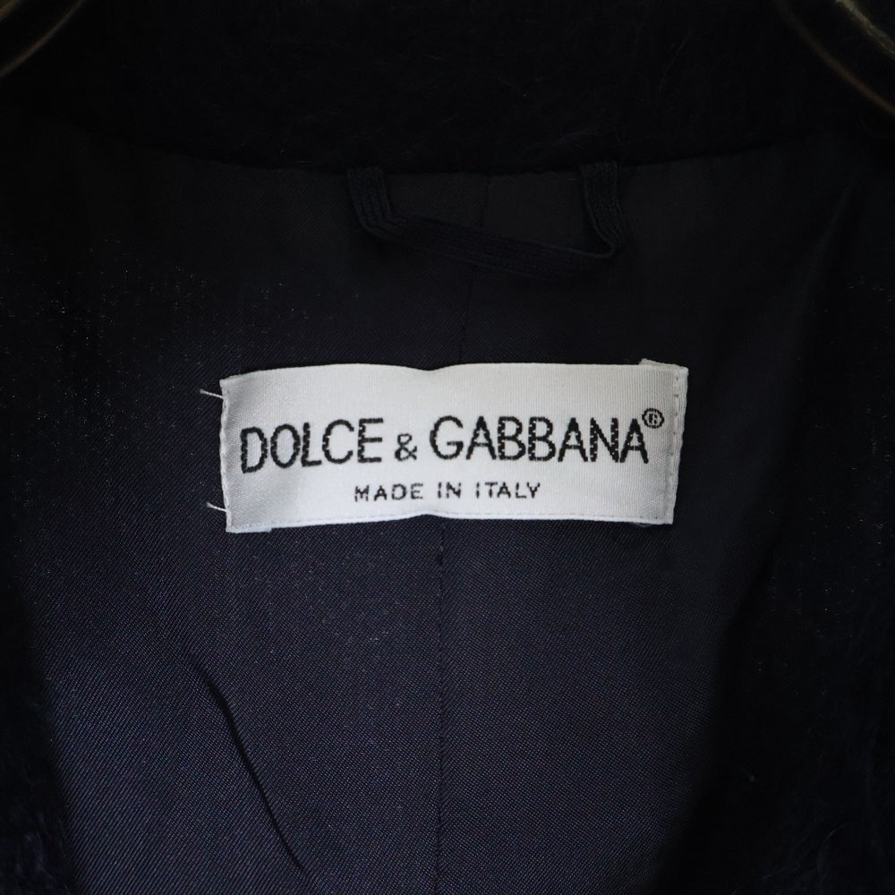 DOLCE & GABBANA(ドルチェアンドガッバーナ) 90-00S シャギーニット 1B テーラードジャケット ネイビー レディース