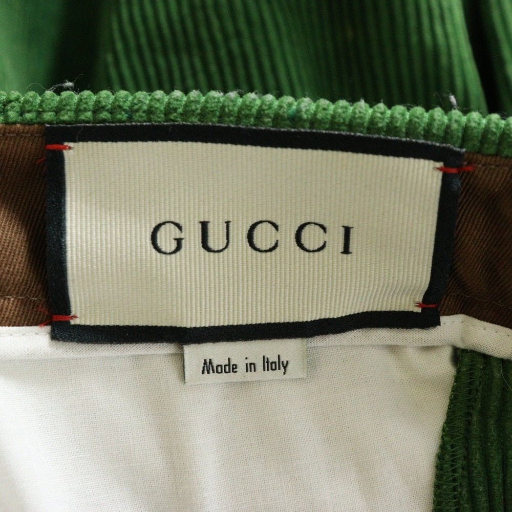 GUCCI(グッチ) サイドボタン コーデュロイ ワイドフレア トラウザー パンツ グリーン 591061 Z3787