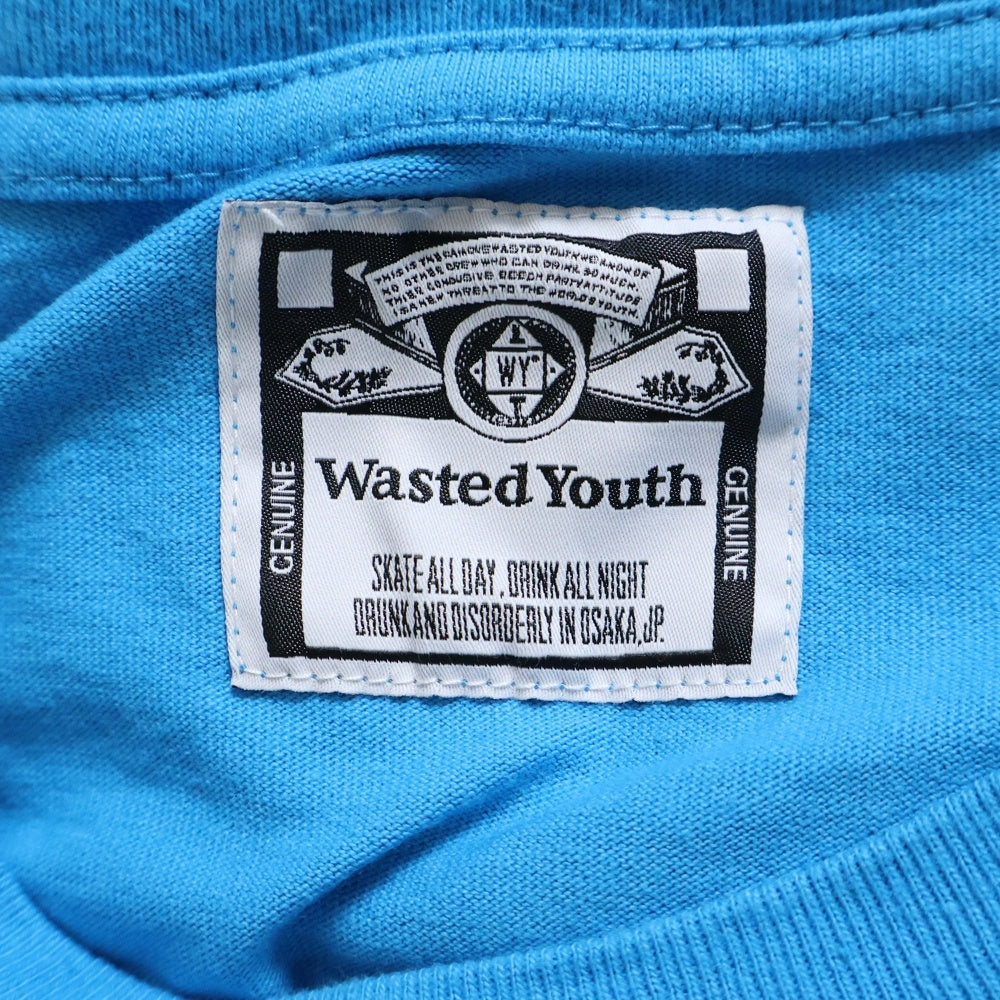 WASTED YOUTH(ウェイステッドユース) 23SS グラフィックプリント 両面プリント 半袖Tシャツ ブルー
