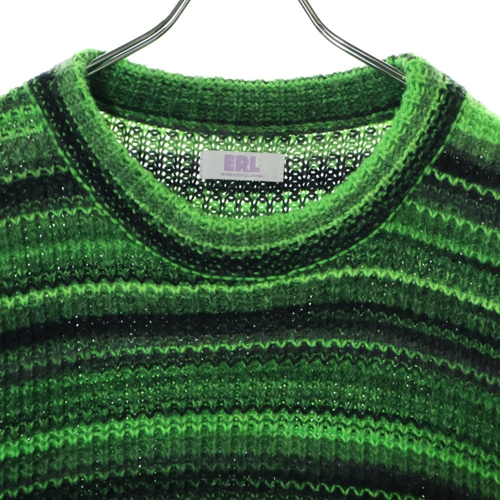 ERL(イーアールエル) Striped wool-blend sweater ボーダー セーター グリーン 04-N005-N006