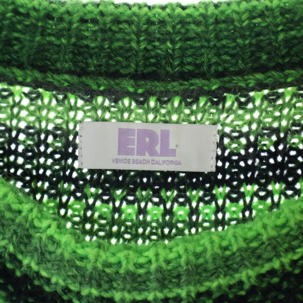 ERL(イーアールエル) Striped wool-blend sweater ボーダー セーター グリーン 04-N005-N006