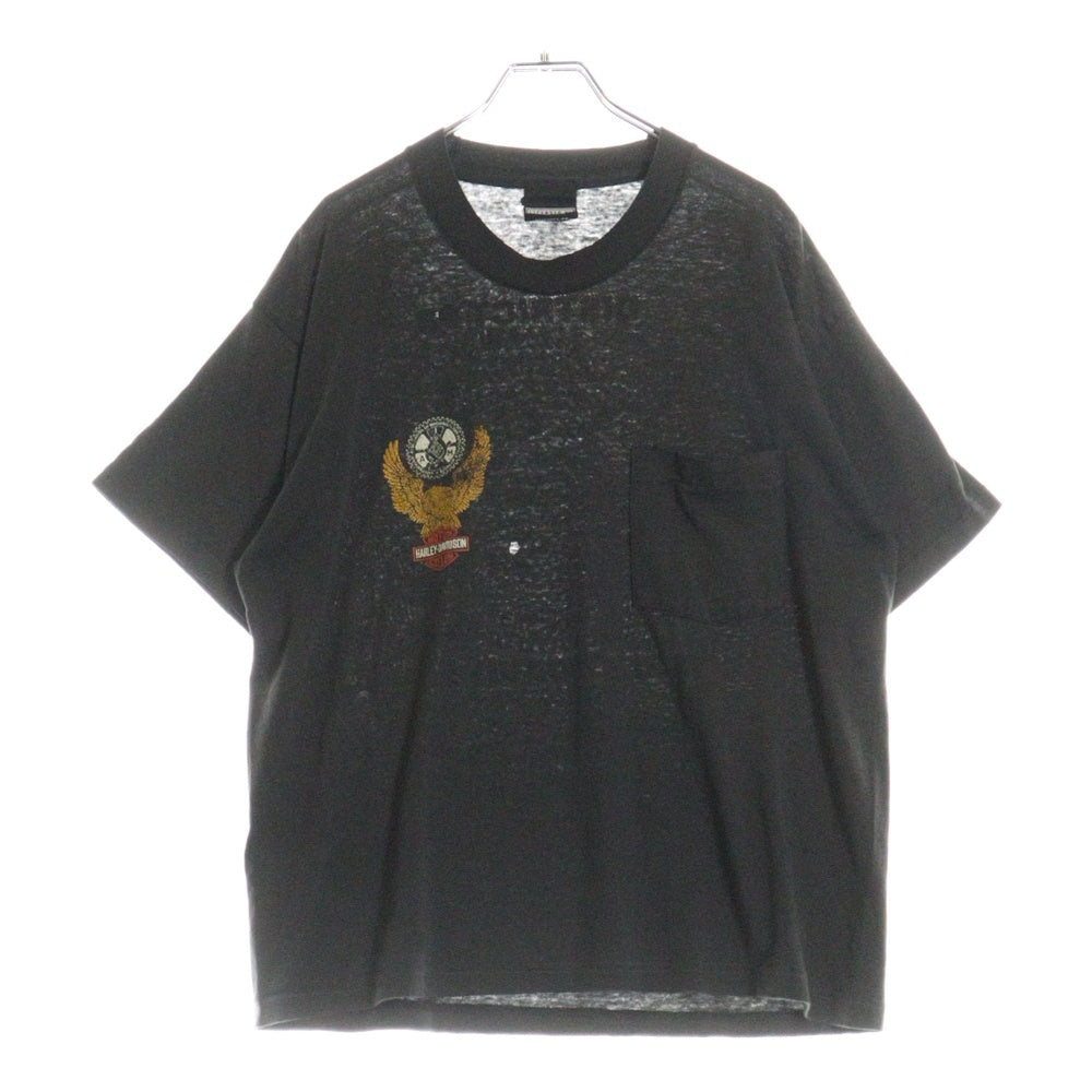VINTAGE(ヴィンテージ) 90S Harley Davidson DISTRICT 98 IAMAW ハーレーダビッドソン 両面プリント 半袖Tシャツ ブラック