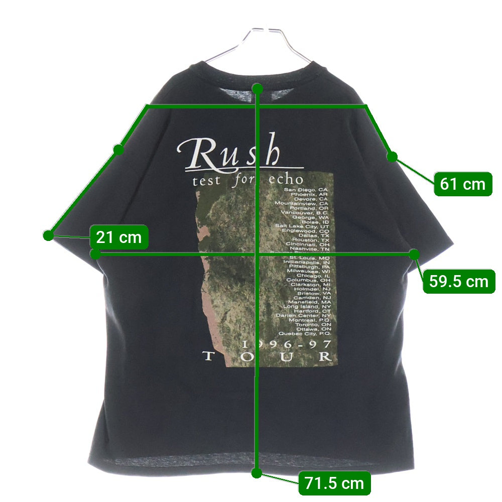 VINTAGE(ヴィンテージ) 90s Rush test for echo TOUR ラッシュ 両面プリント 半袖Tシャツ ブラック