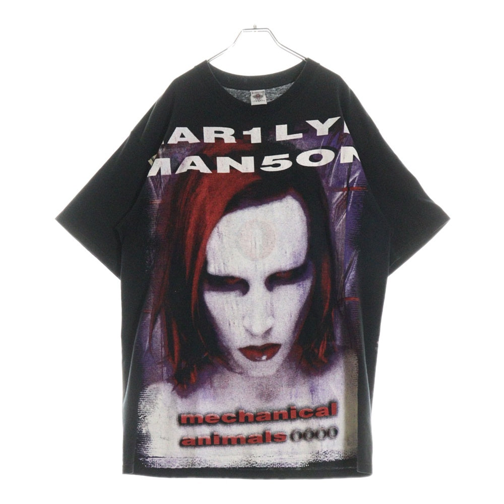 VINTAGE(ヴィンテージ) 90s Marilyn Manson mechanical animals Resurrection bootleg マリリンマンソン 両面 オーバープリント ブートレグ 半袖Tシャツ ブラック