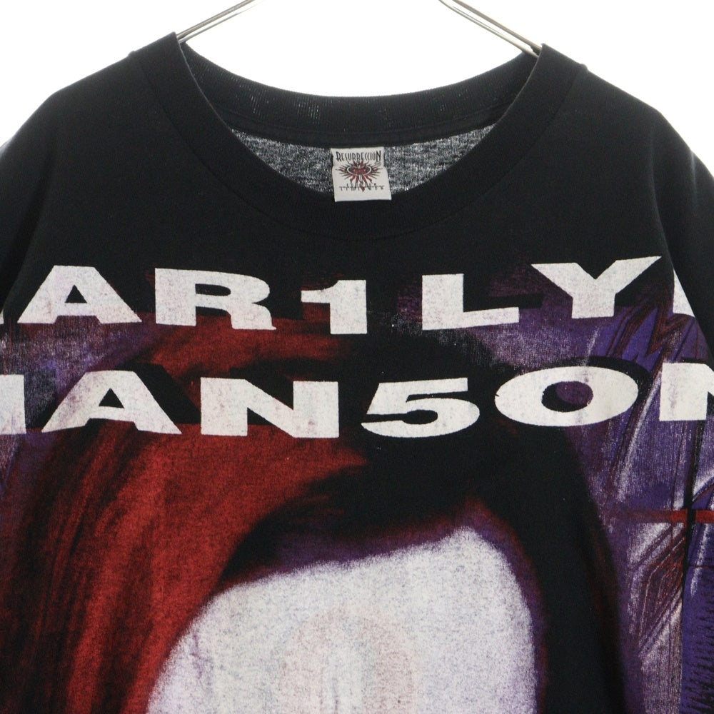 VINTAGE(ヴィンテージ) 90s Marilyn Manson mechanical animals Resurrection bootleg マリリンマンソン 両面 オーバープリント ブートレグ 半袖Tシャツ ブラック