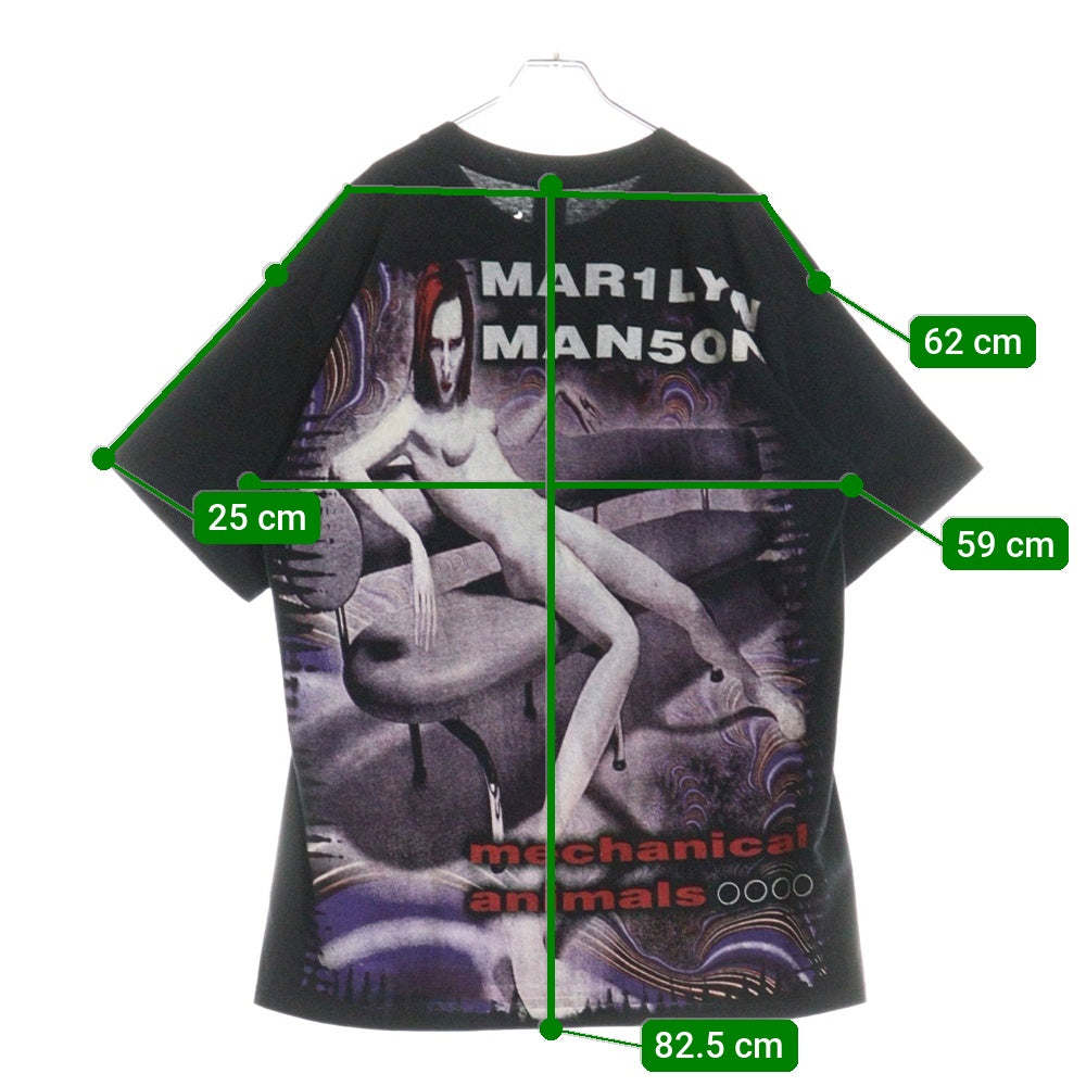 VINTAGE(ヴィンテージ) 90s Marilyn Manson mechanical animals Resurrection bootleg マリリンマンソン 両面 オーバープリント ブートレグ 半袖Tシャツ ブラック