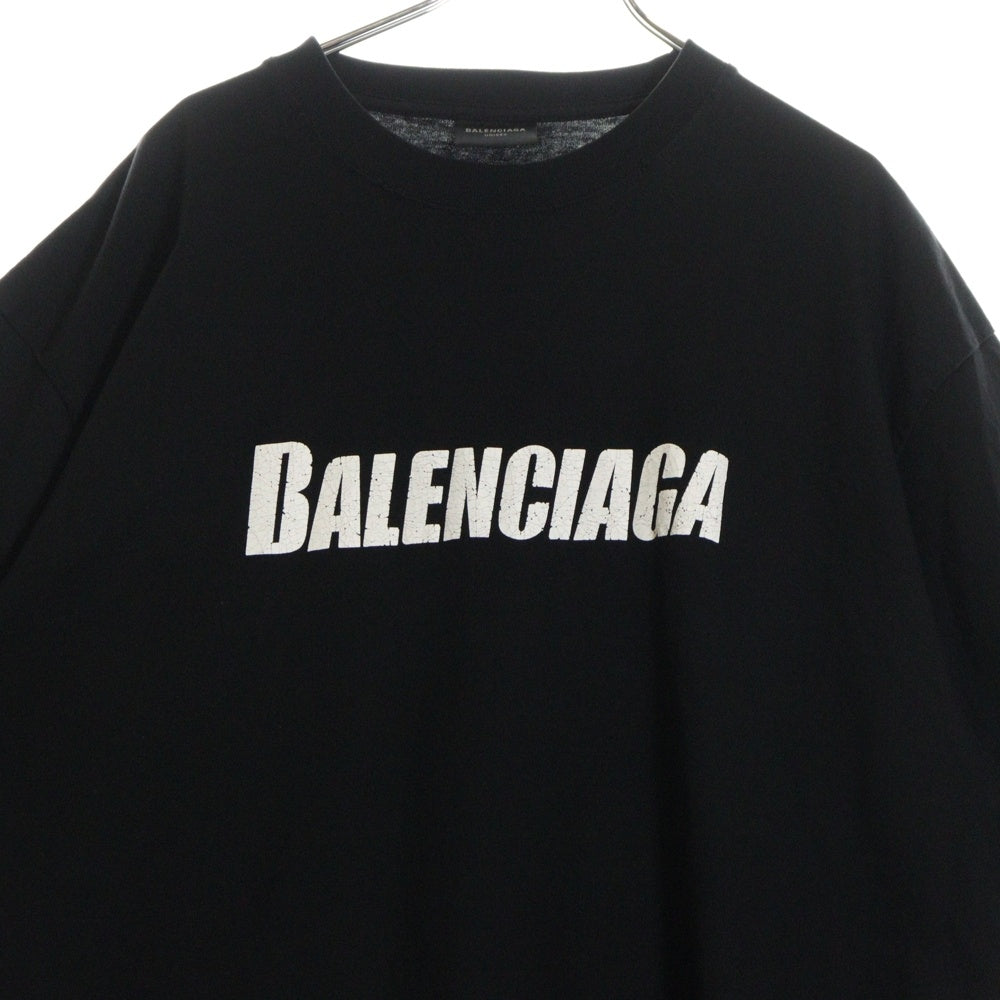 BALENCIAGA(バレンシアガ) デストロイ加工 ロゴプリント 半袖Tシャツ ブラック 651795 TNVL1
