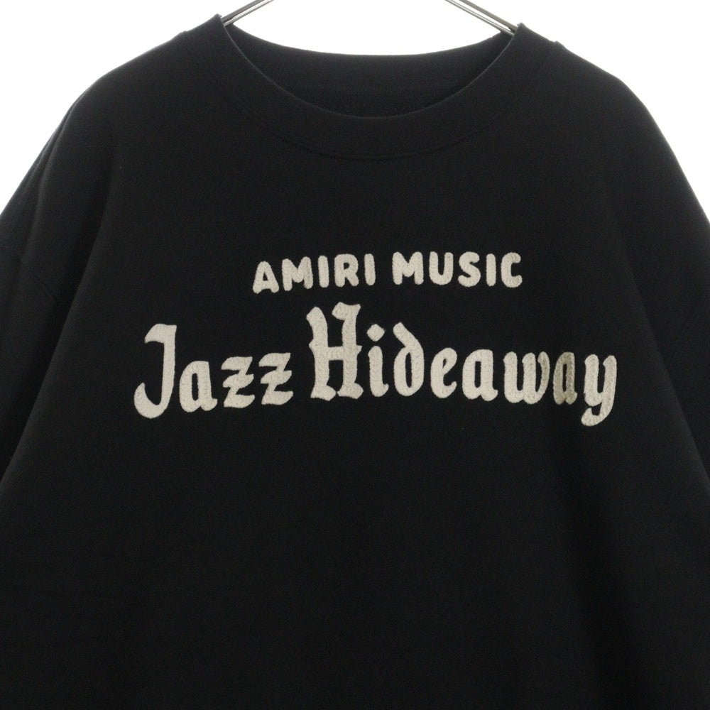 AMIRI(アミリ) JAZZ HIDEAWAY ロゴプリント クルーネック スウェット ブラック