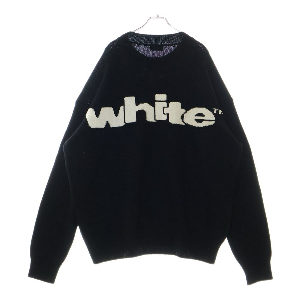 OFF-WHITE(オフホワイト) 24AW Shared Logo Knit ロゴジャガードデザイン クルーネック ニット ブラック OMHE198F24KNI001