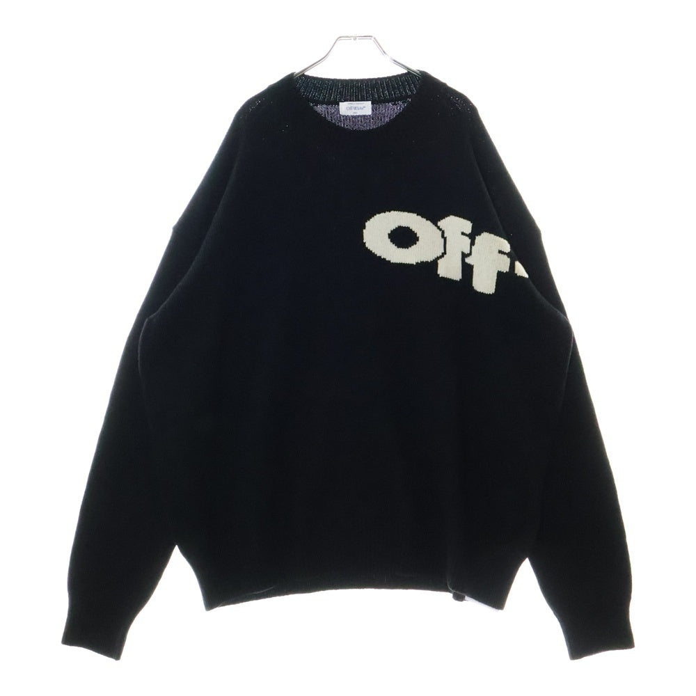 OFF-WHITE(オフホワイト) 24AW Shared Logo Knit ロゴジャガードデザイン クルーネック ニット ブラック OMHE198F24KNI001