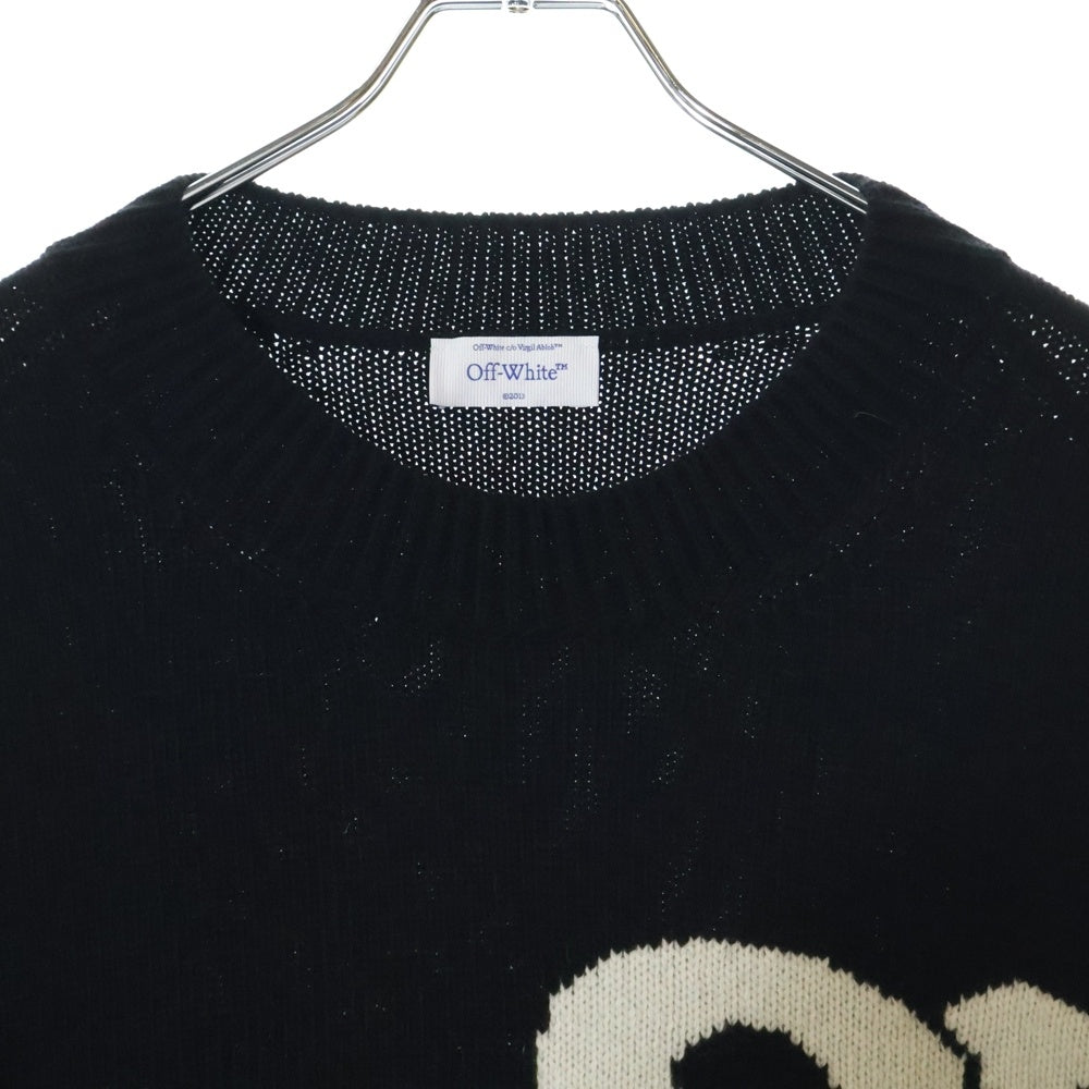 OFF-WHITE(オフホワイト) 24AW Shared Logo Knit ロゴジャガードデザイン クルーネック ニット ブラック OMHE198F24KNI001