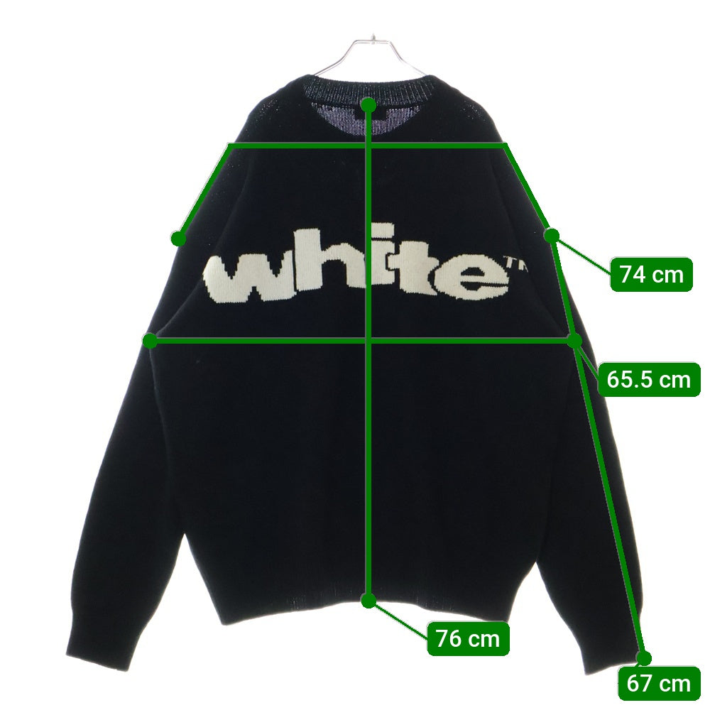 OFF-WHITE(オフホワイト) 24AW Shared Logo Knit ロゴジャガードデザイン クルーネック ニット ブラック OMHE198F24KNI001