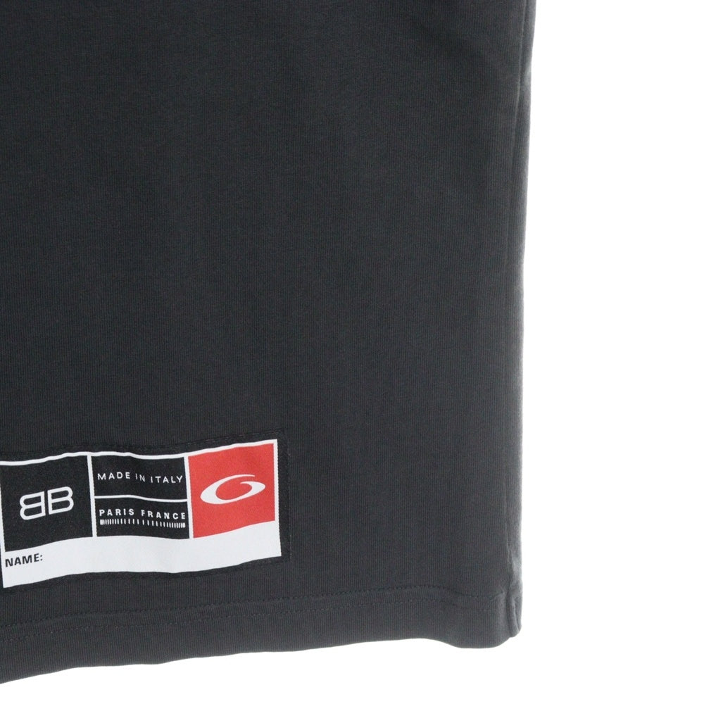BALENCIAGA(バレンシアガ) BASKETBALL SERIES バスケットシリーズ ロゴ刺繍デザイン クルーネック 半袖Tシャツ ブラック 787349 TRVW9