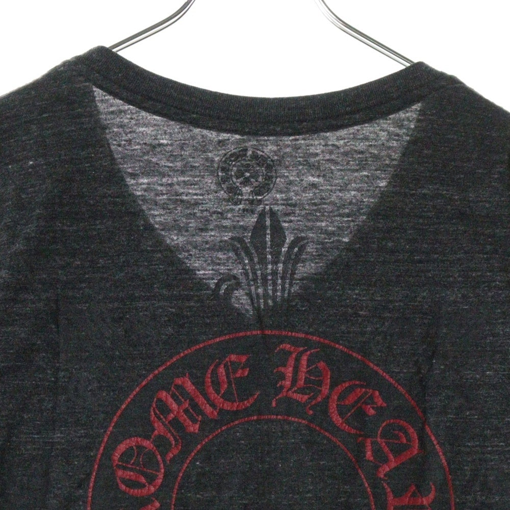 CHROME HEARTS(クロムハーツ) ホースシュープリント Vネック 半袖Tシャツ グレー