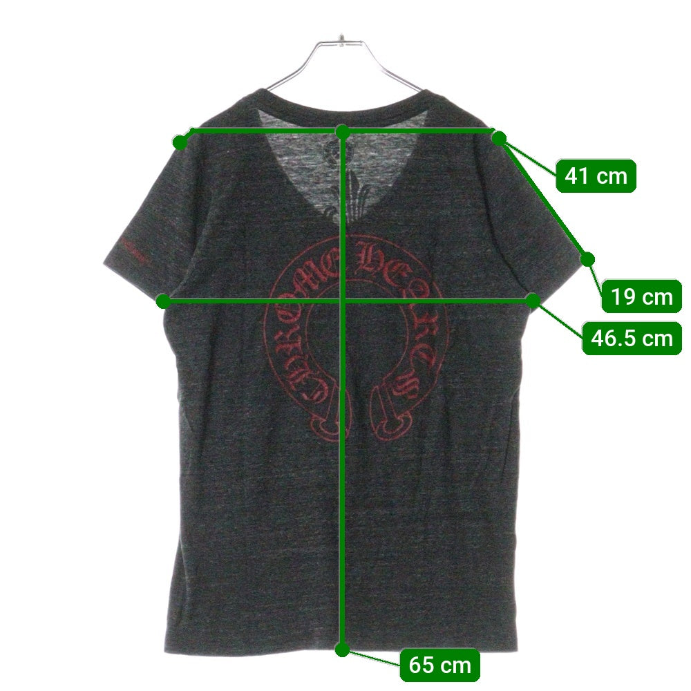 CHROME HEARTS(クロムハーツ) ホースシュープリント Vネック 半袖Tシャツ グレー