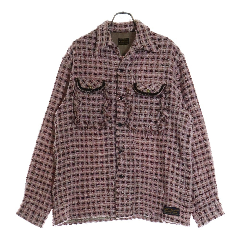 KAPITAL(キャピタル) fancy tweed board shirt ファンシー ツイード ボード 長袖シャツジャケット ピンク K2410LS092